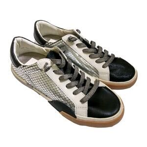 Dolce Vita Zina Womens Fashion Sneakers Pewter Embossed Leather Sz 5 *READ New